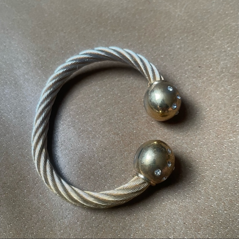 Vintage rhinestone ball cuff rope bracelet - Picture 11 of 13